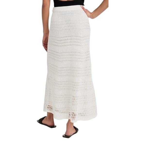 NWT! Theory Pull-On Crochet Knit Lace Ivory Maxi Skirt - Size Medium - Picture 3 of 12